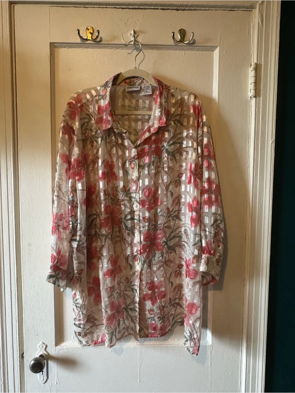Vintage - Lightweight Floral Button-Up Jacket - Pink Floral